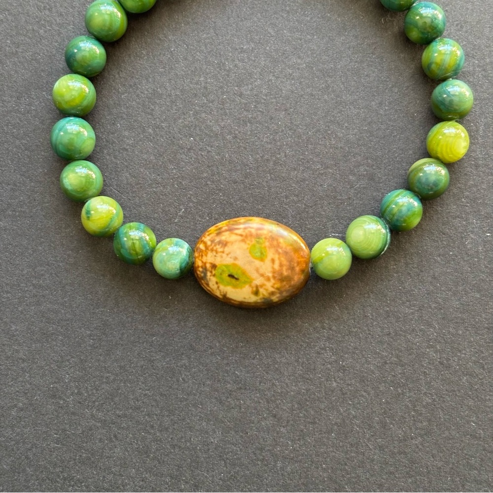Green Moonstone Stretch Bracelet | Natural Gemstone Beaded Bracelet - Picture 3 of 5